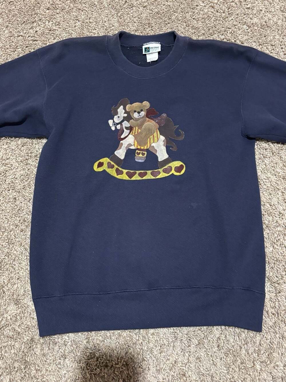 Vintage Pro Spirit Select Sweats Teddy Bear Rocking Horse Crewneck Sweatshirt